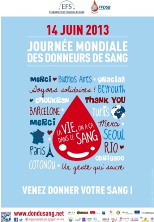 Affiche Journée mondiale du don du sang 2013
